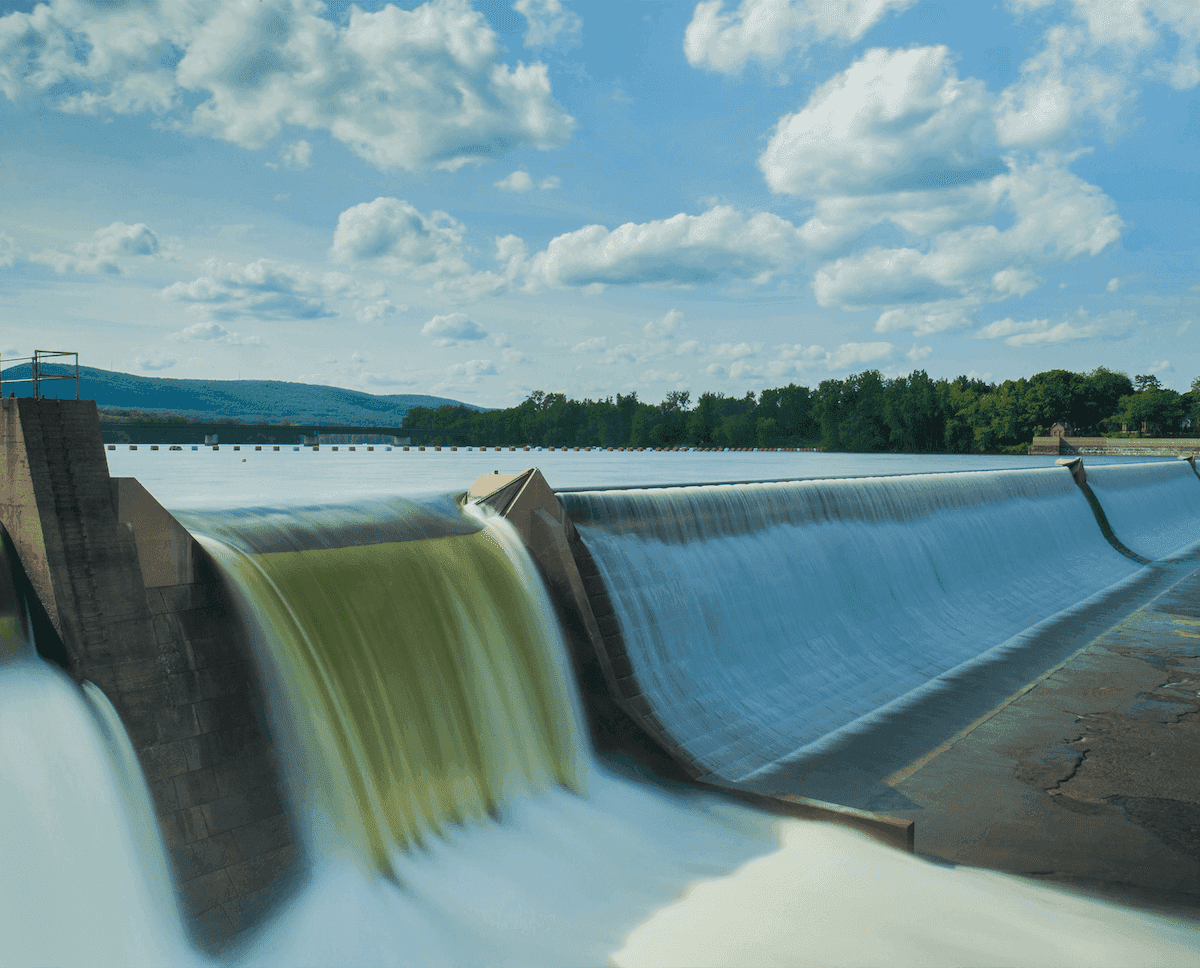 water going over a dam